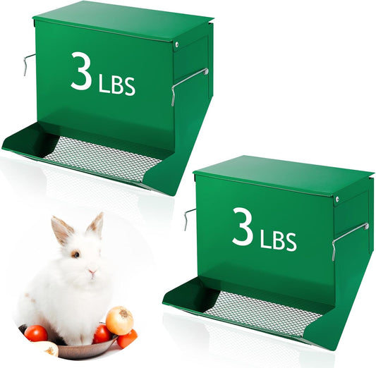 Maxcheck Rabbit Feeder for Cages - 2 Pcs Small Animal Food Dispenser