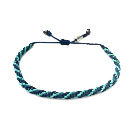 Navy Aqua Sailor Rope Bracelet Unisex Waterproof Handmade Jewelry