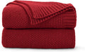 CozeCube Christmas Red Throw Blanket for Couch - Cozy Cable Knit 60x80