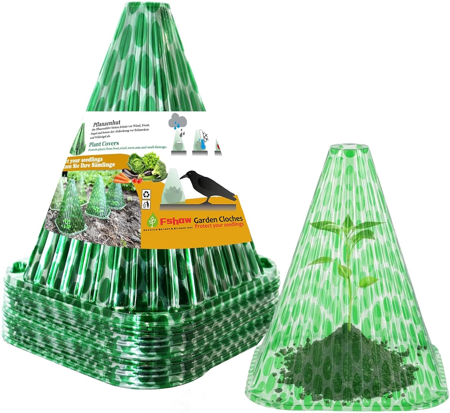 40 Pack Garden Cloches for Plants - Reusable Bell Covers