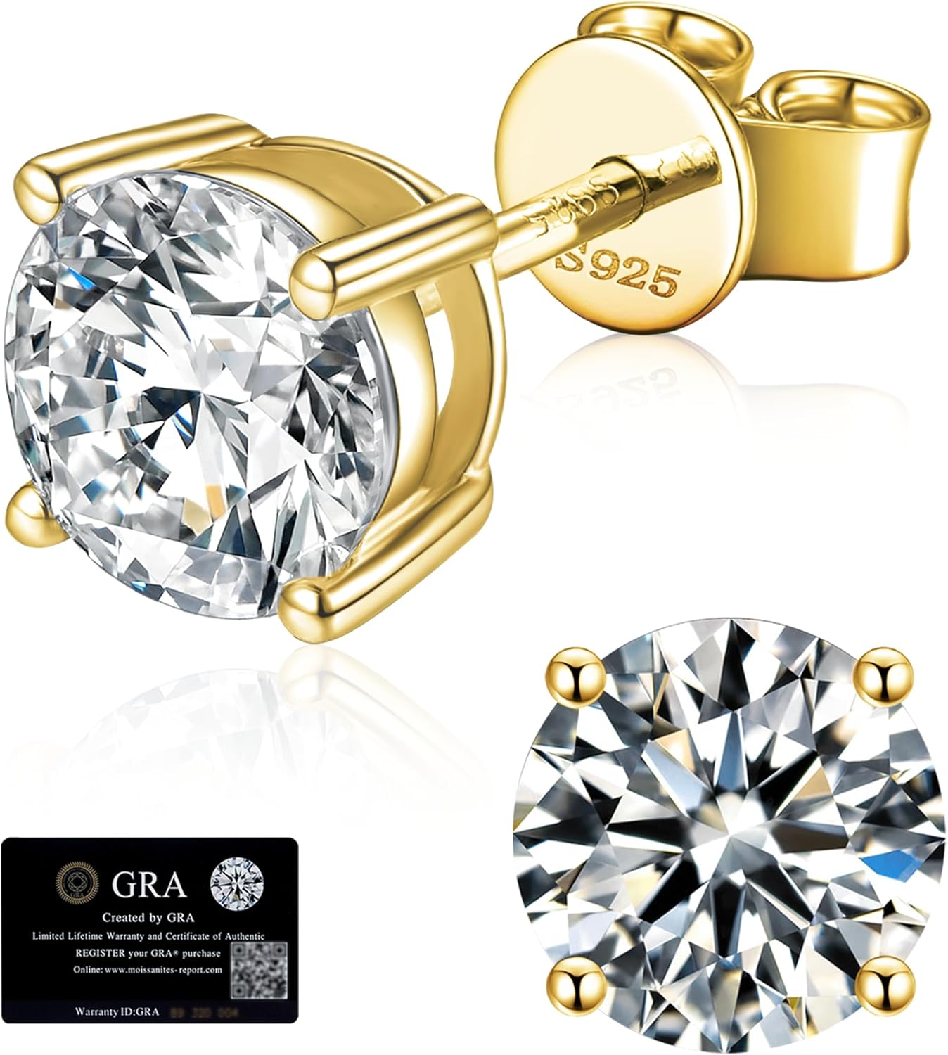Moissanite Stud Earrings for Women in 925 Sterling Silver