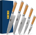 HOSHANHO 5 Pieces Kitchen Knife Set - Ultra Sharp Damascus