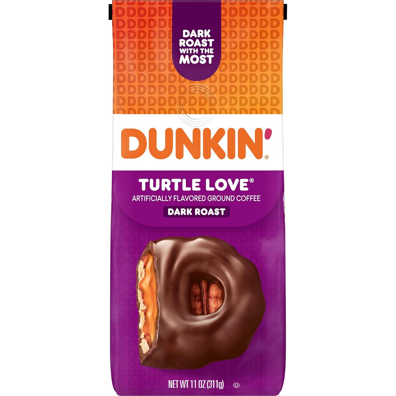 Dunkin Turtle Love Flavored Dark Roast Ground Coffee Pack