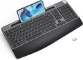 Wireless Ergo Keyboard w/ Wrist Rest & Tablet Holder - Quiet Design - GAMCATZ