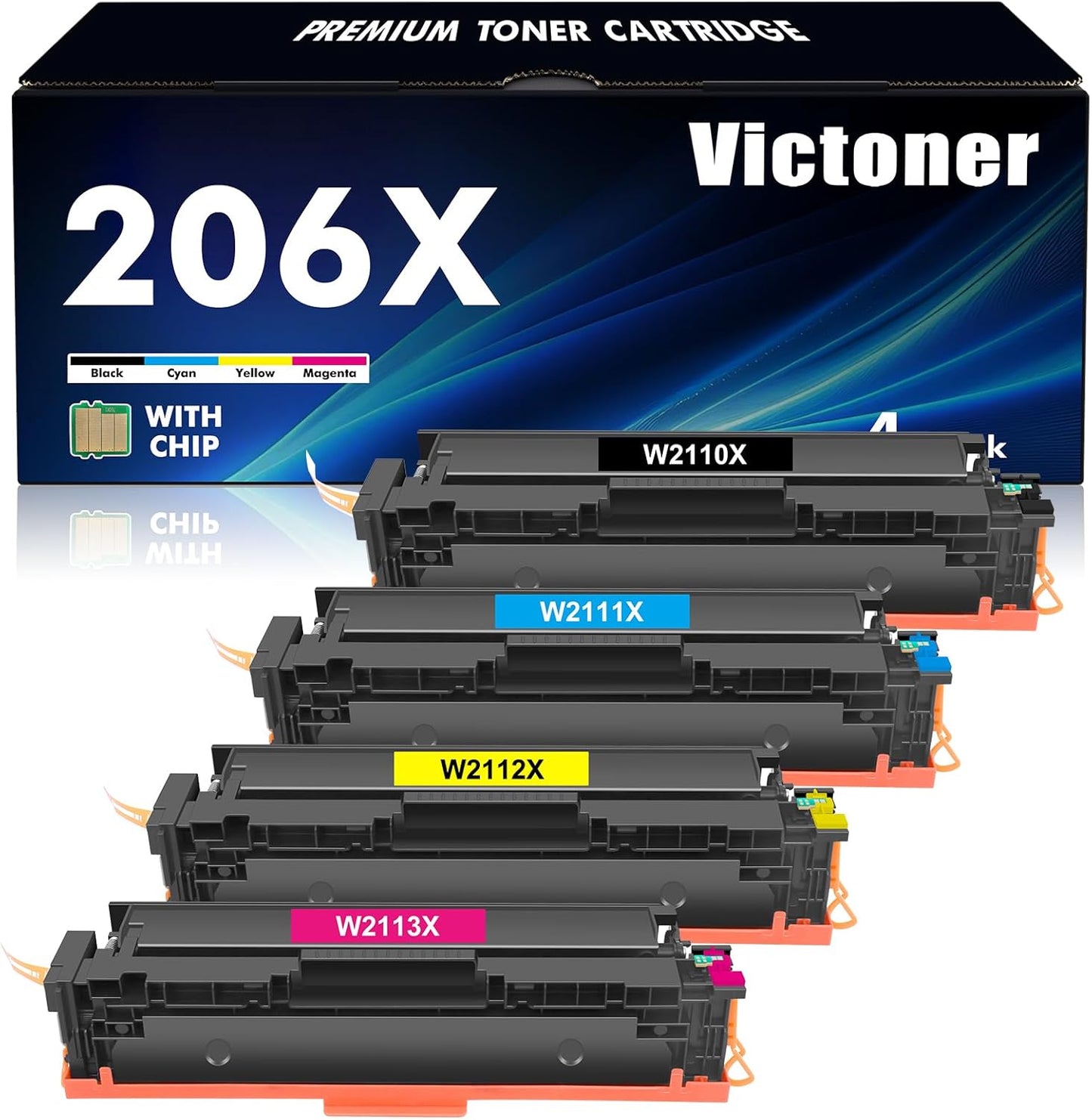206X Toner Cartridges 4 Pack High Yield for HP Printers