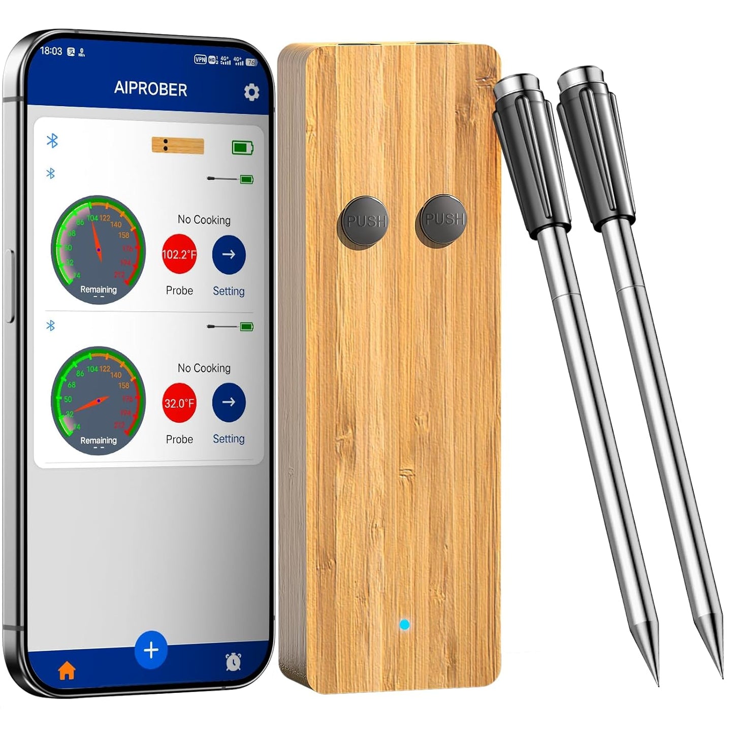 Wireless Meat Thermometer with 2 Probes for Perfect Cooking