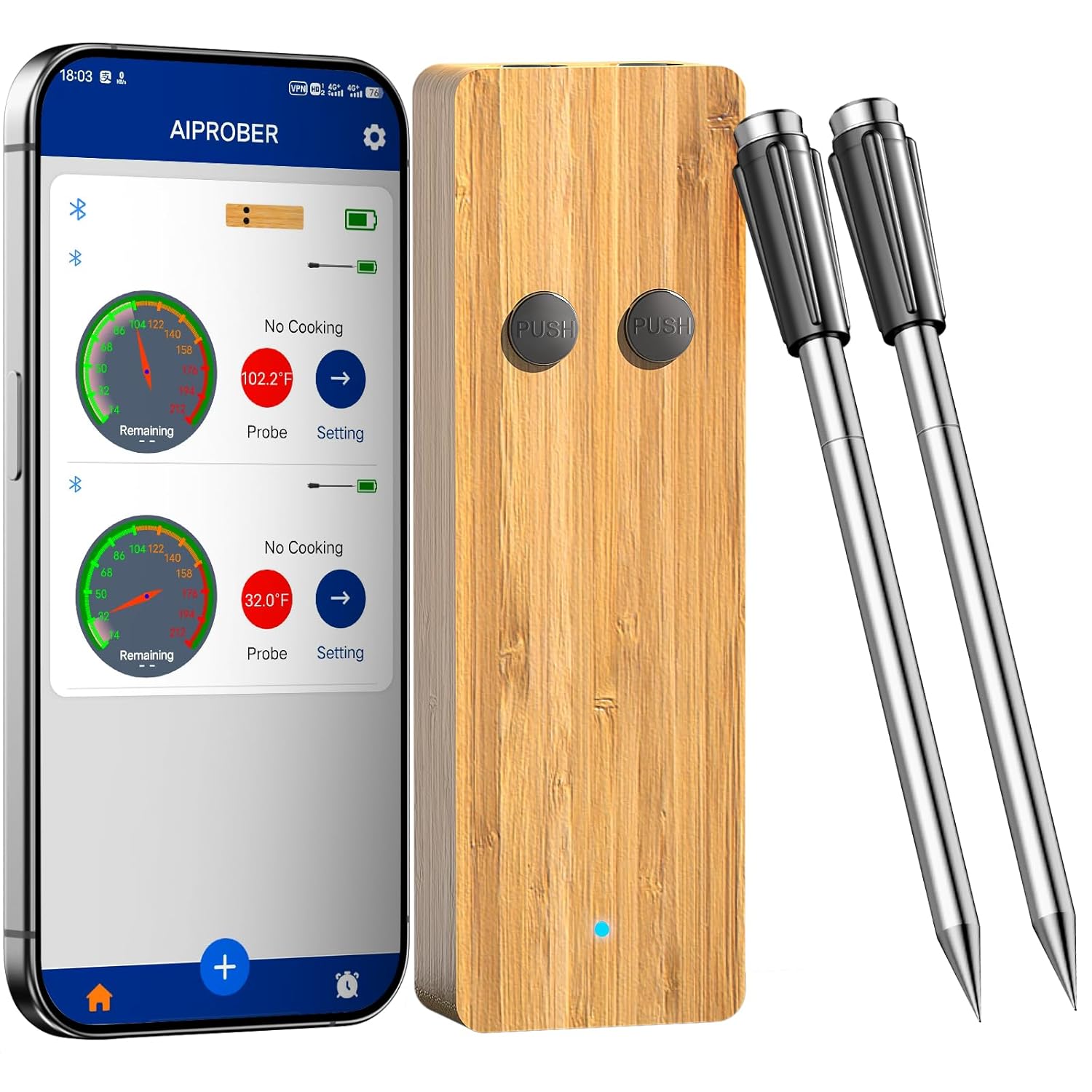 Wireless Meat Thermometer with 2 Probes for Perfect Cooking