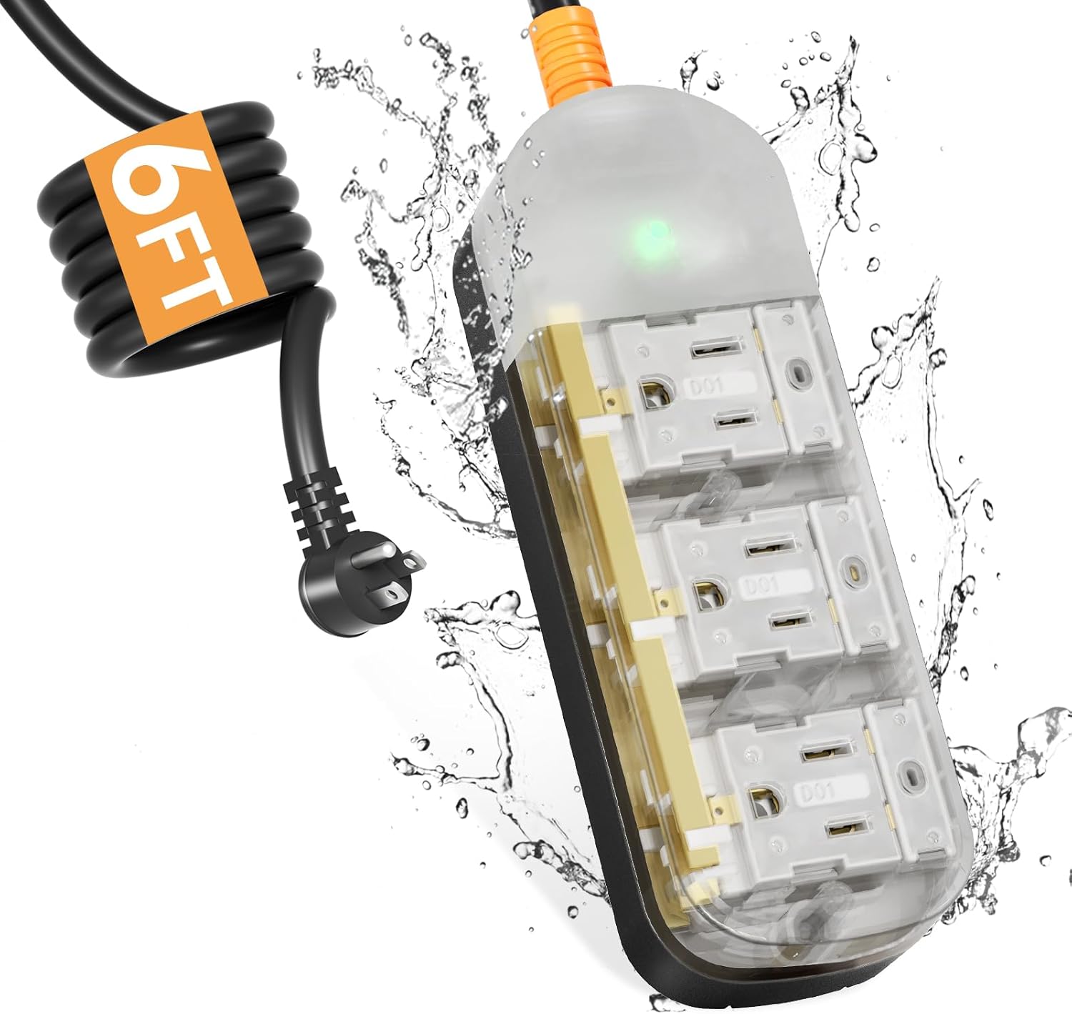 Outdoor Weatherproof Power Strip w/ 3 AC Outlets