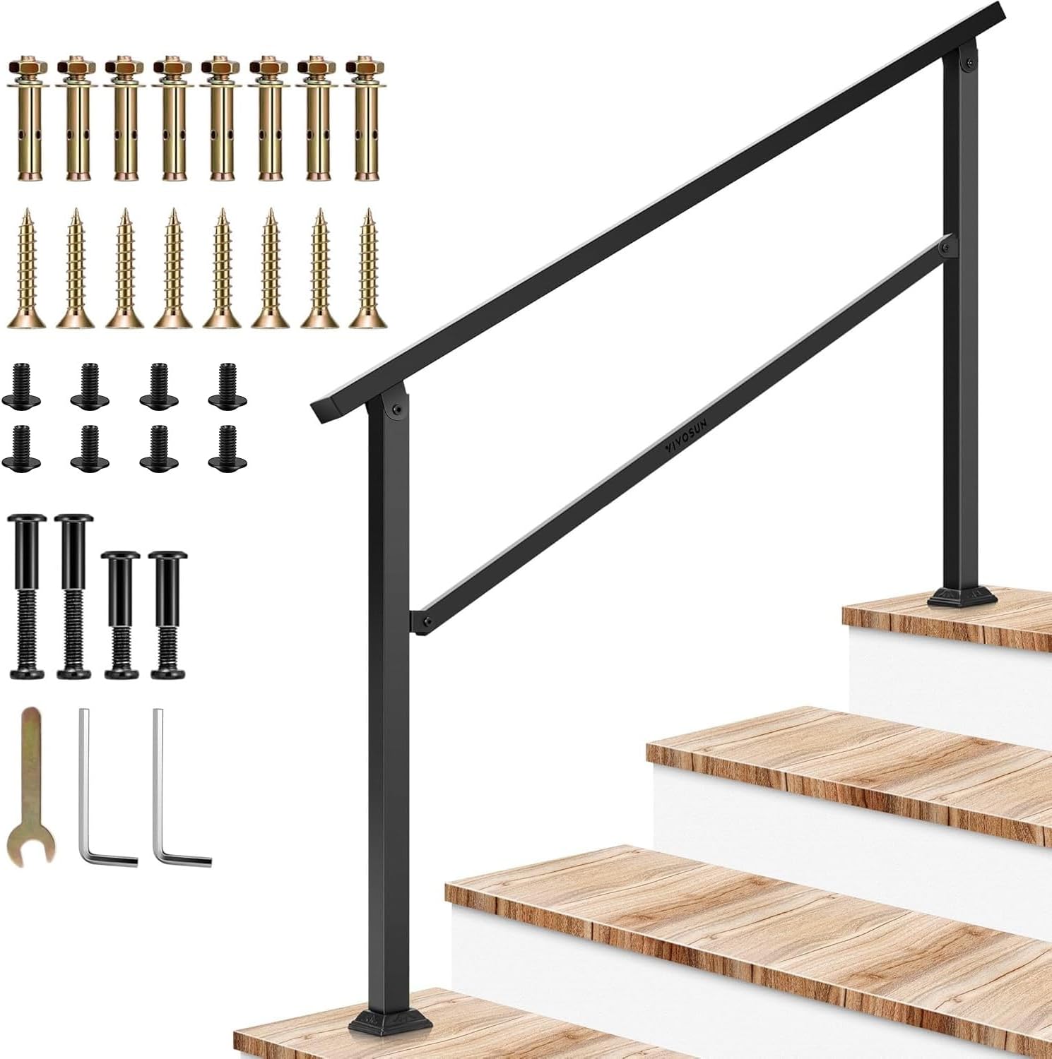 VIVOSUN Outdoor Handrail for 1 to 4 Steps - Durable & Stylish
