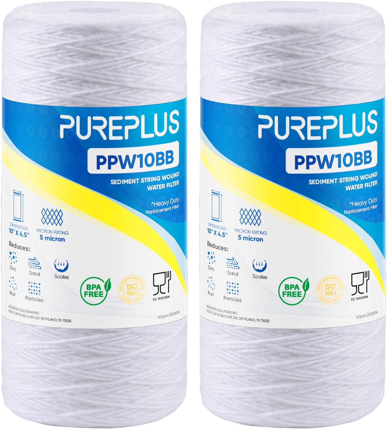 PUREPLUS 5 Micron Whole House Sediment Filter for Well Water