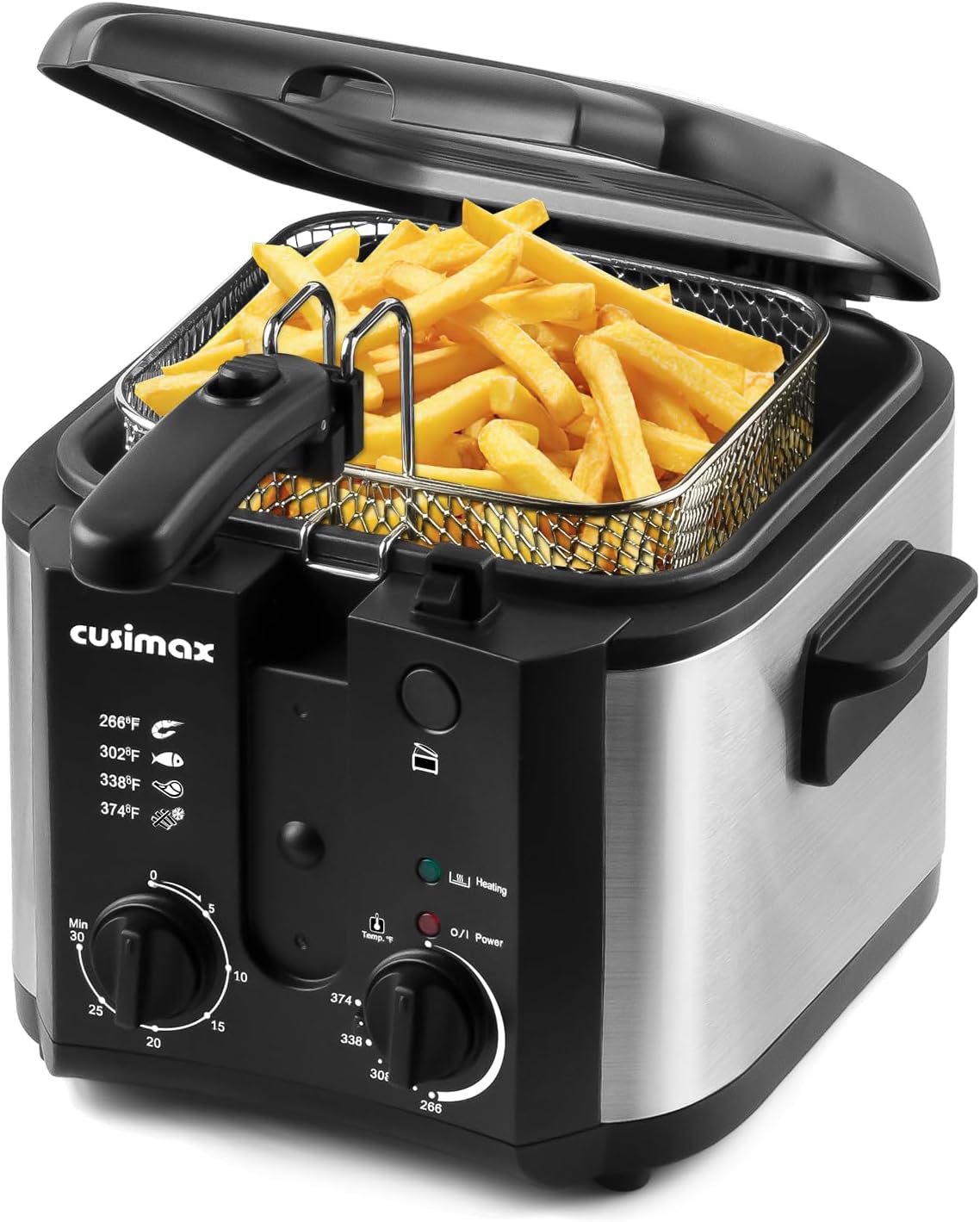 CUSIMAX Electric Deep Fryer for Home Use with Adjustable Features