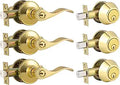 Keyed Alike Entry Door Lock Set Polished Brass - 3 Pack