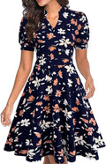 Mokayee Womens Summer Short Puff Sleeve Fit and Flare Dress types