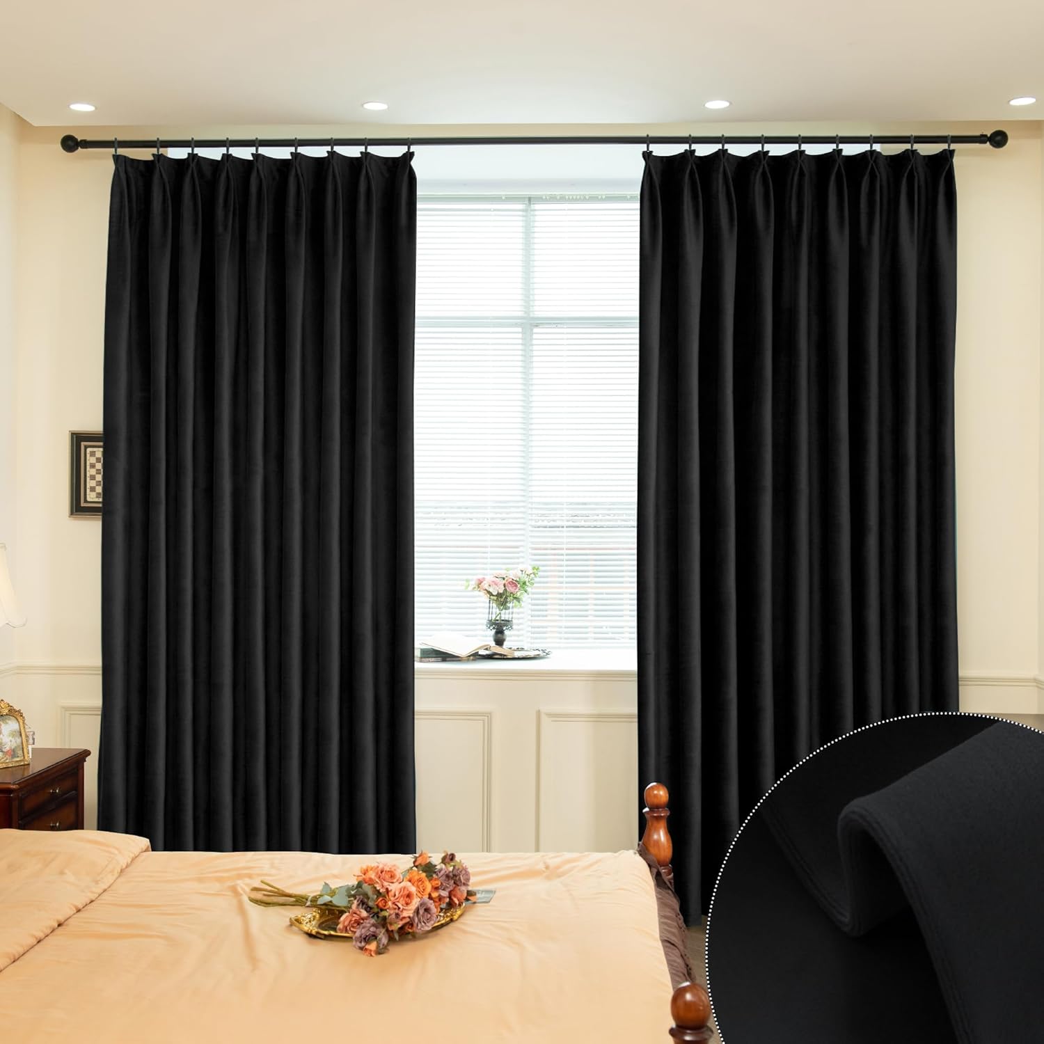 95% Blackout Velvet Patio Curtain - 52x96 Soft Pleat