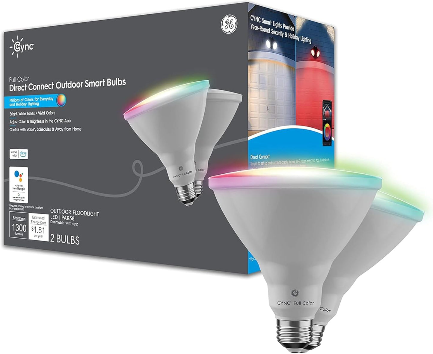 GE CYNC Smart LED PAR38 Flood Light Bulb for Outdoor Spaces