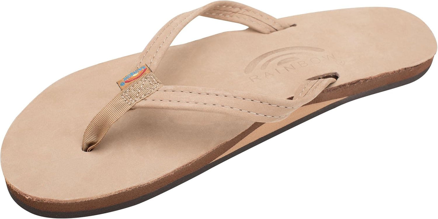 Rainbow Sandals Women's Single Layer Leather Sandal with Narrow Strap