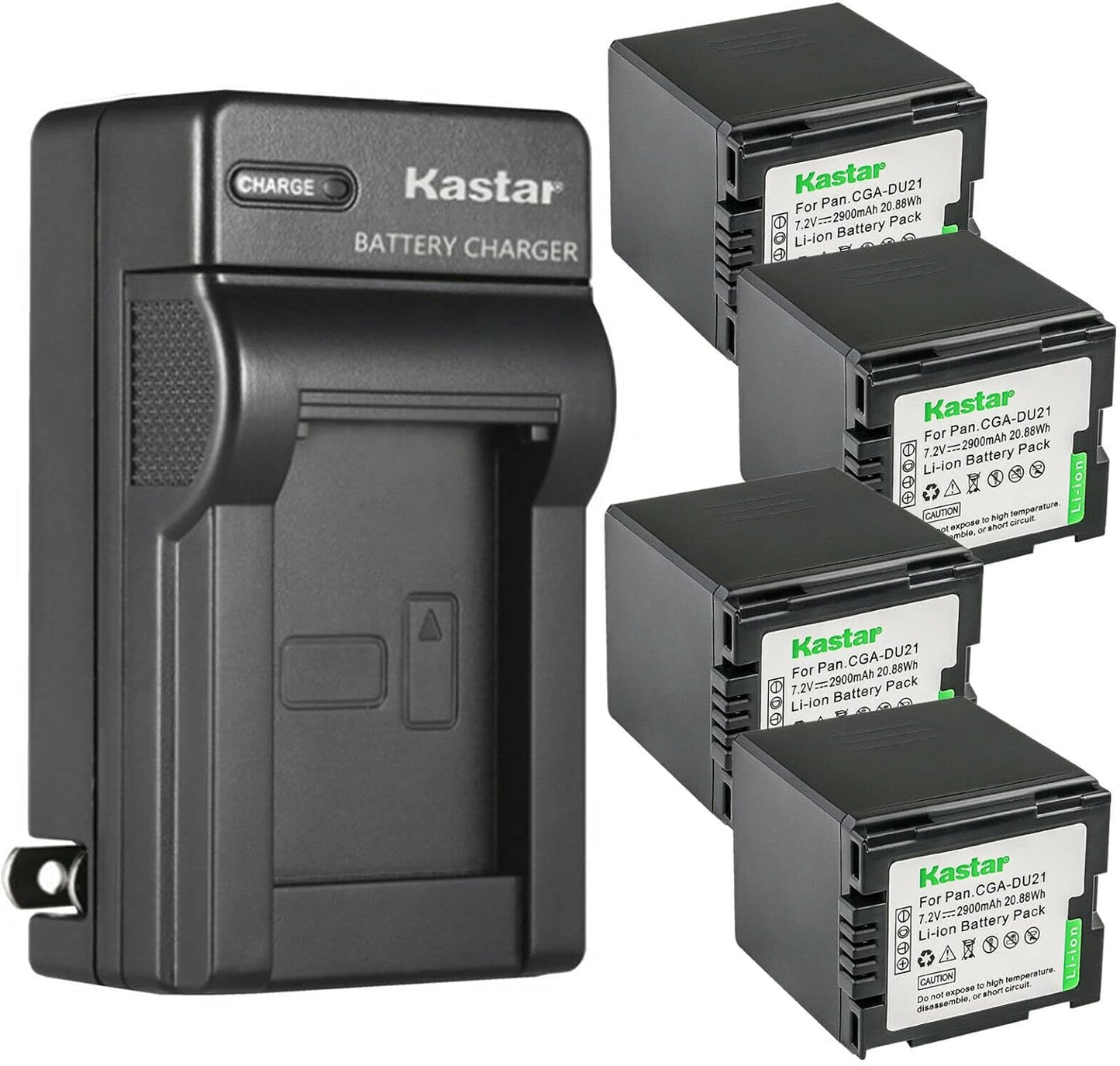 Kastar 4-Pack CGA-DU21 Battery and Charger for Panasonic Cameras