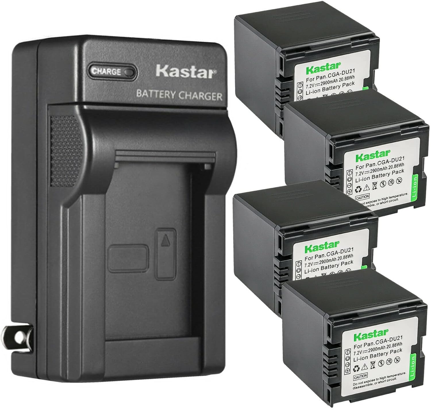 Kastar 4-Pack CGA-DU21 Battery and Charger for Panasonic Cameras