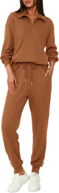 Womens 2 Piece Tracksuit Fall Outfits 2025 - Cozy Rib Knit Set
