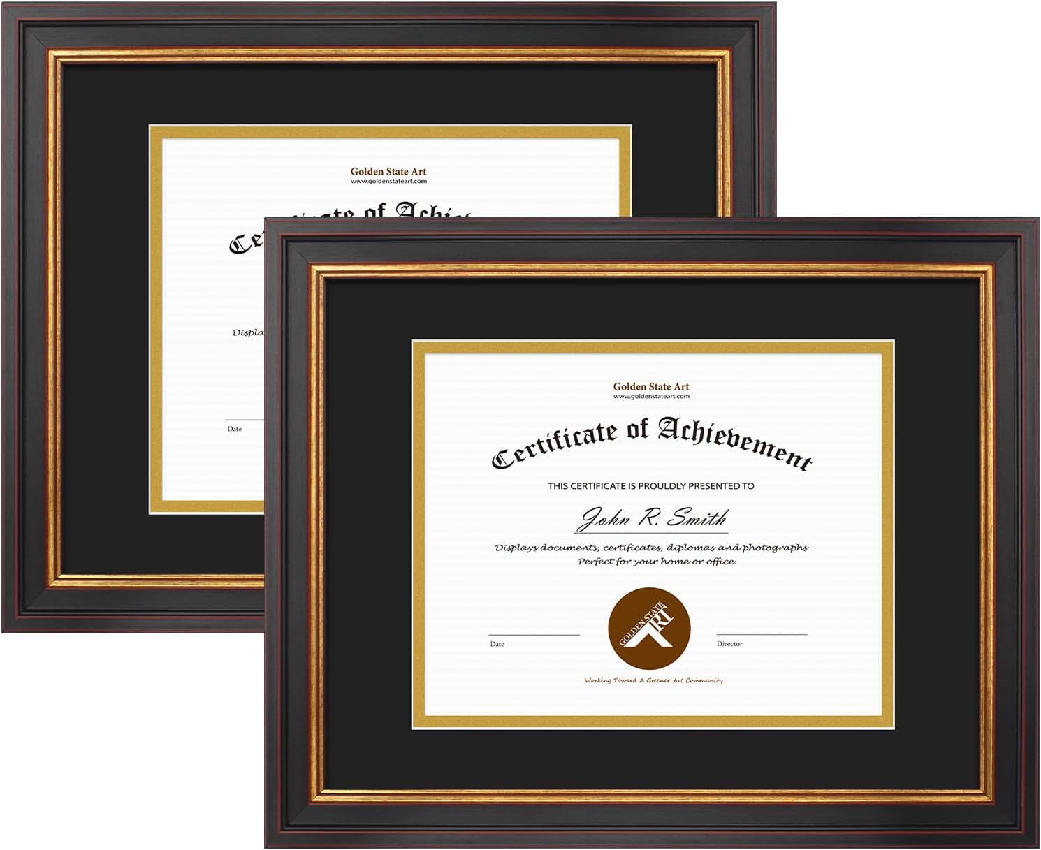 Elegant 11x14 Black Gold & Burgundy Document Frame Set
