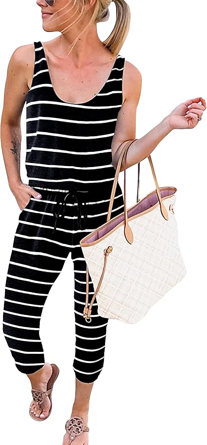 ANRABESS Women's Casual Tank Jumpsuits with Pockets for Summer