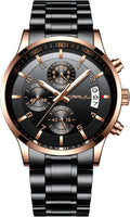 CRRJU Men's Stainless Steel Chronograph Watch - Classic Date Design is