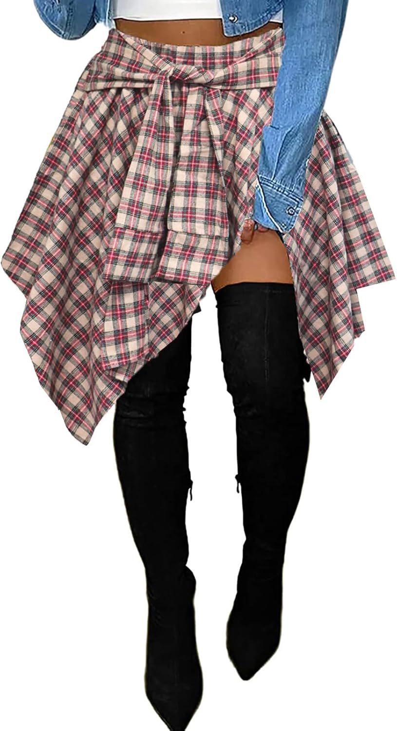Women's Plaid Skorts Skirts - High Waisted Pleated Design