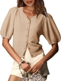 Saodimallsu Womens Puff Short Sleeve Cardigan - Lightweight Summer