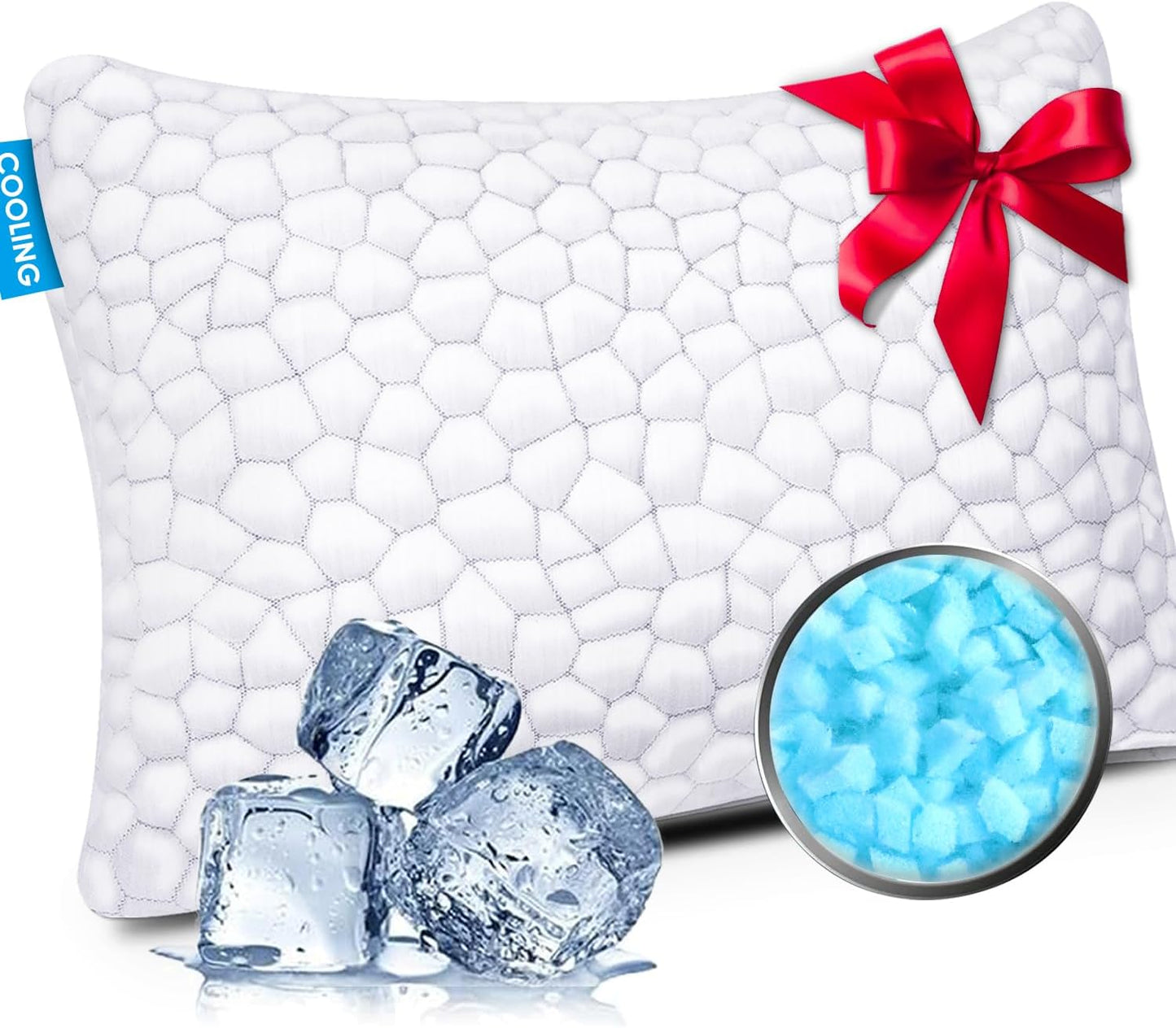 Cooling Bed Pillows for Sleeping - Adjustable Shredded Foam