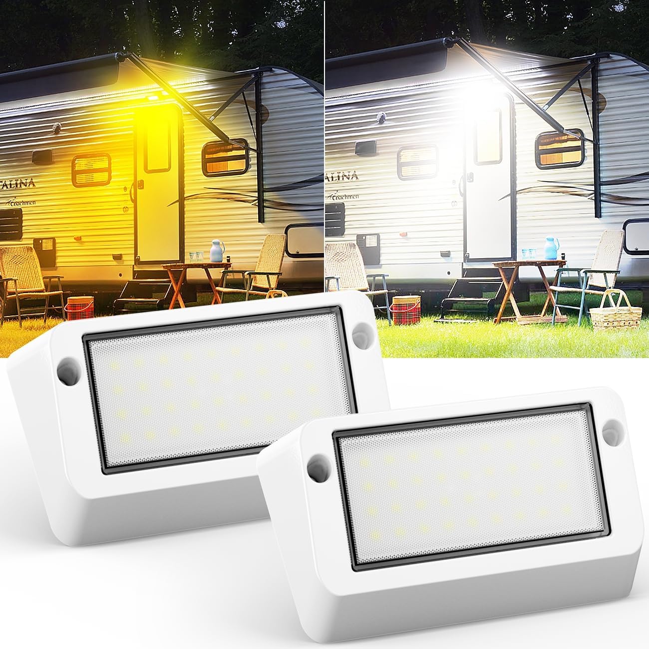 Safoner Aluminum RV LED Porch Light with Dual Brightness Modes