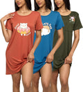 Women's Short Sleeve Nightgown Dress 3 Pack - Soft Everyday Sleepwear