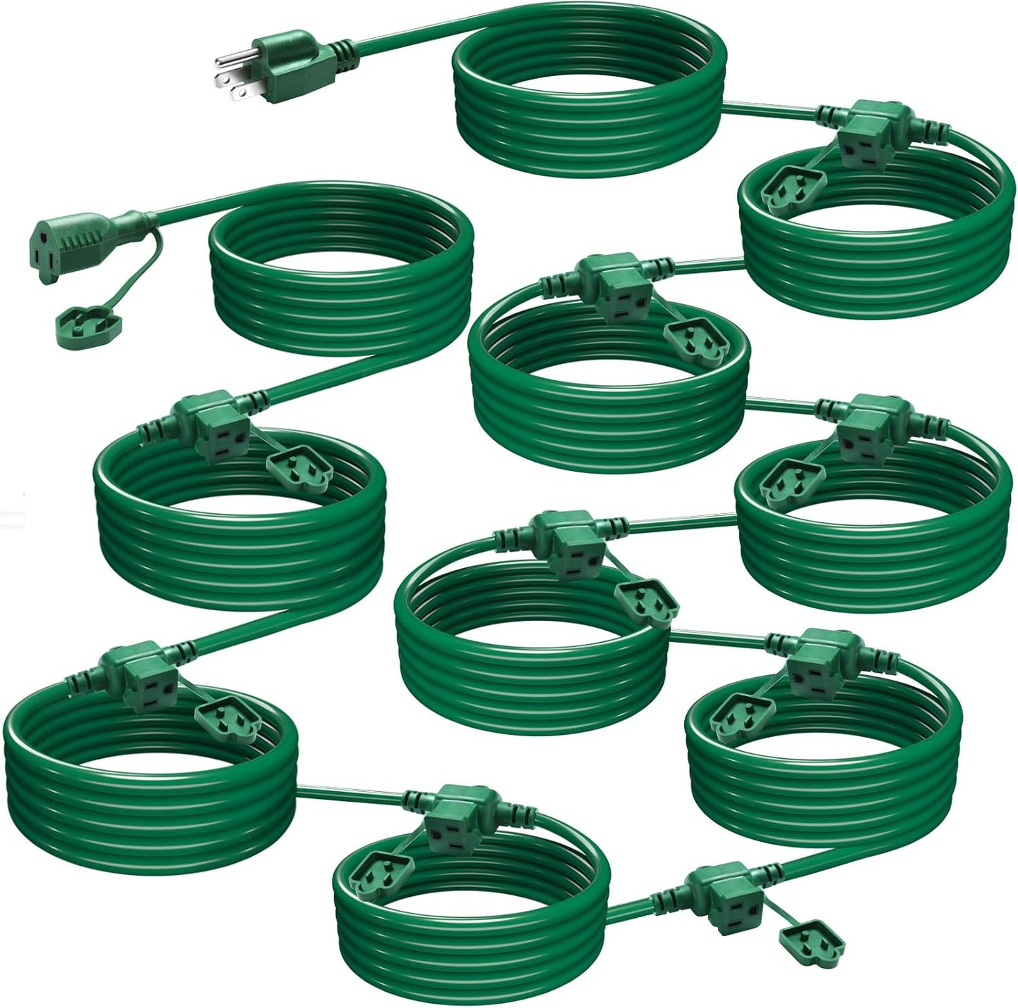 50 Ft Outdoor Extension Cord with 10 Outlets for Holiday Use