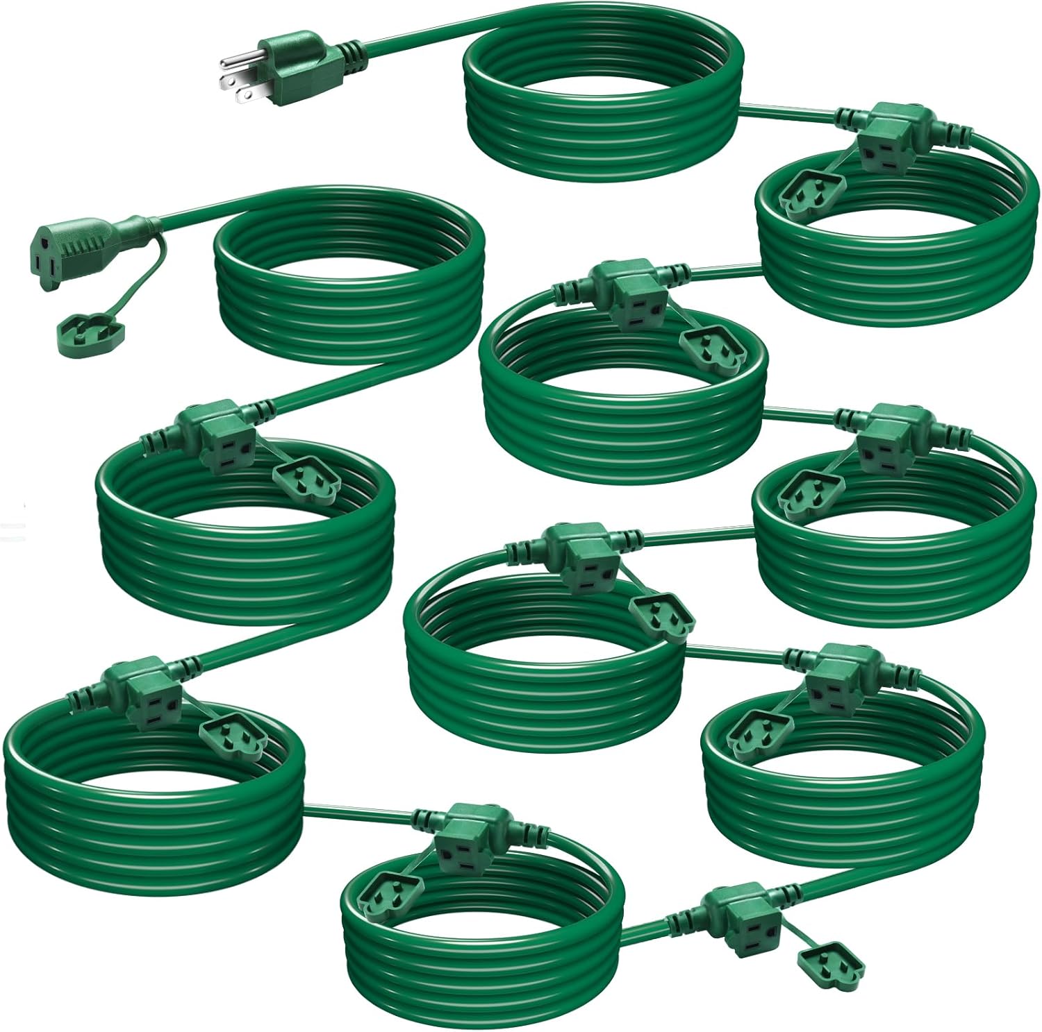 50 Ft Outdoor Extension Cord with 10 Outlets for Holiday Use