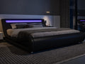 Allewie Full Size LED Platform Bed Frame with Adjustable Headboard