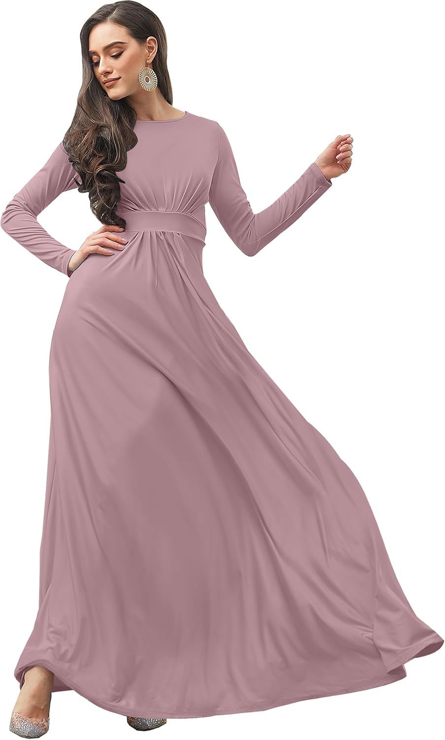 KOH KOH Womens Long Sleeve Flowy Empire Waist Gown Review
