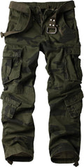 Men's Cargo Pants 100% Cotton Military Camo with 8 Pockets - Casual