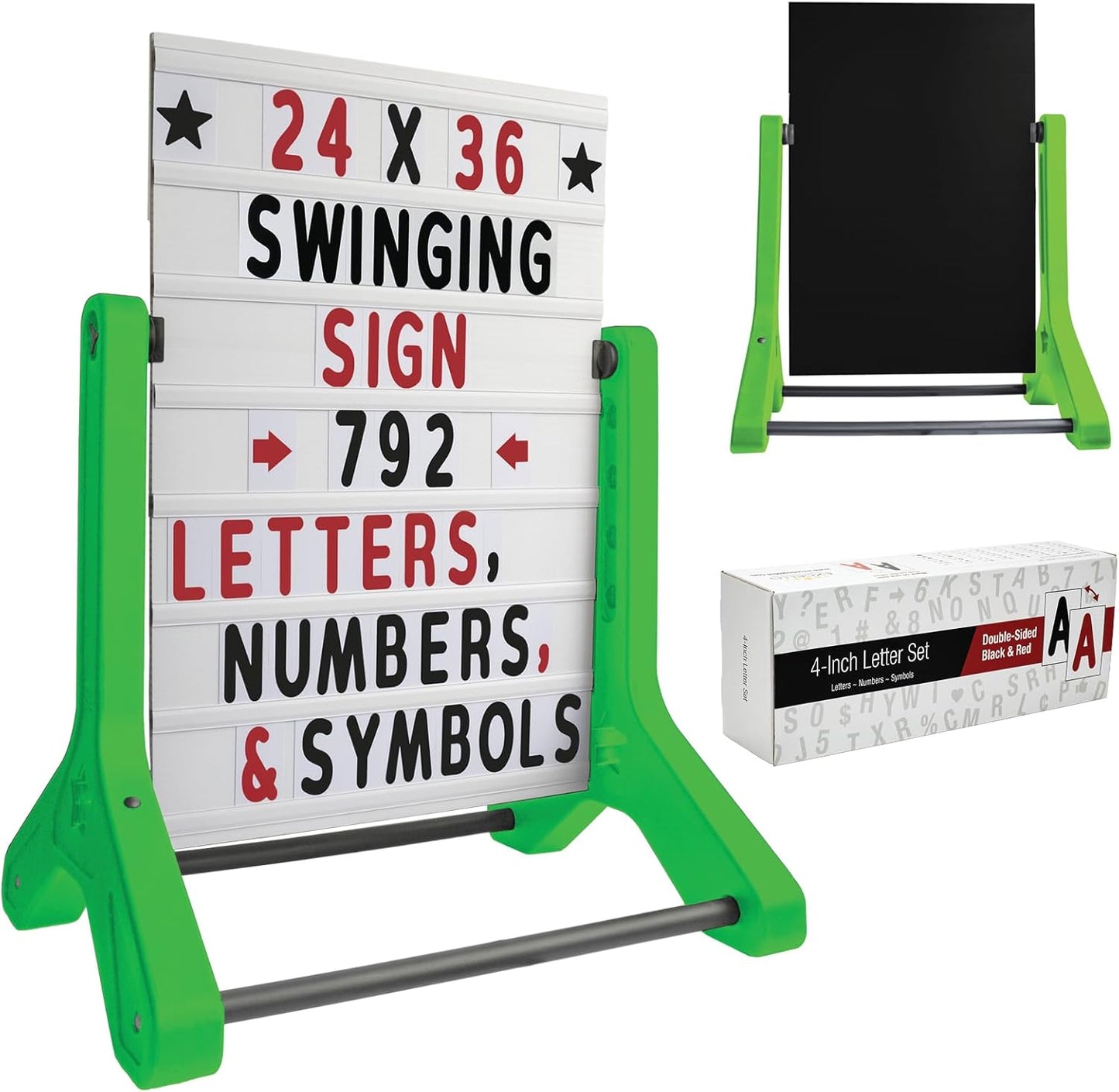Swinging Changeable Message Sidewalk Sign with 792 Letters
