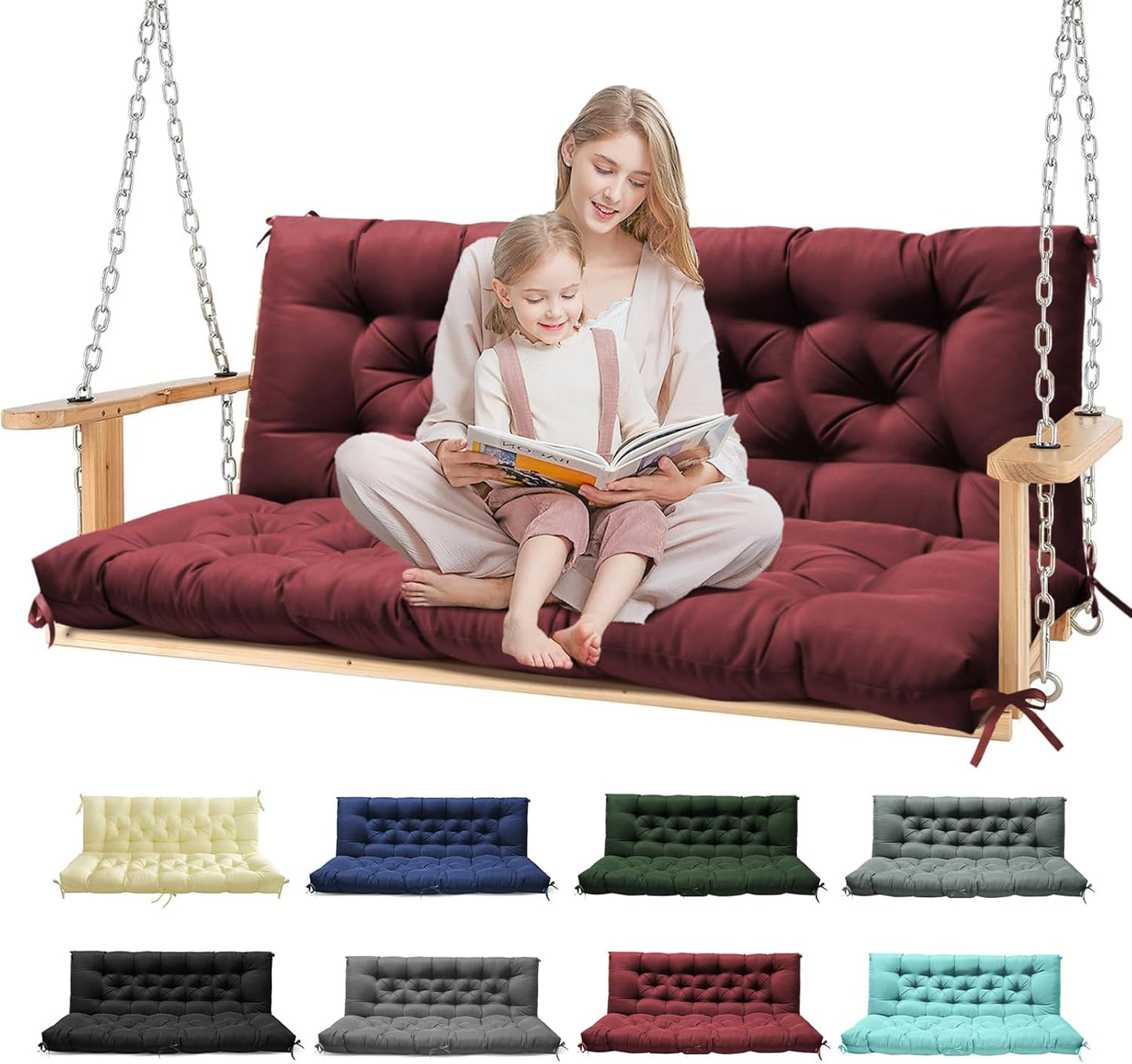 Porch Swing Cushions Waterproof for Outdoor Furniture 60x40 in