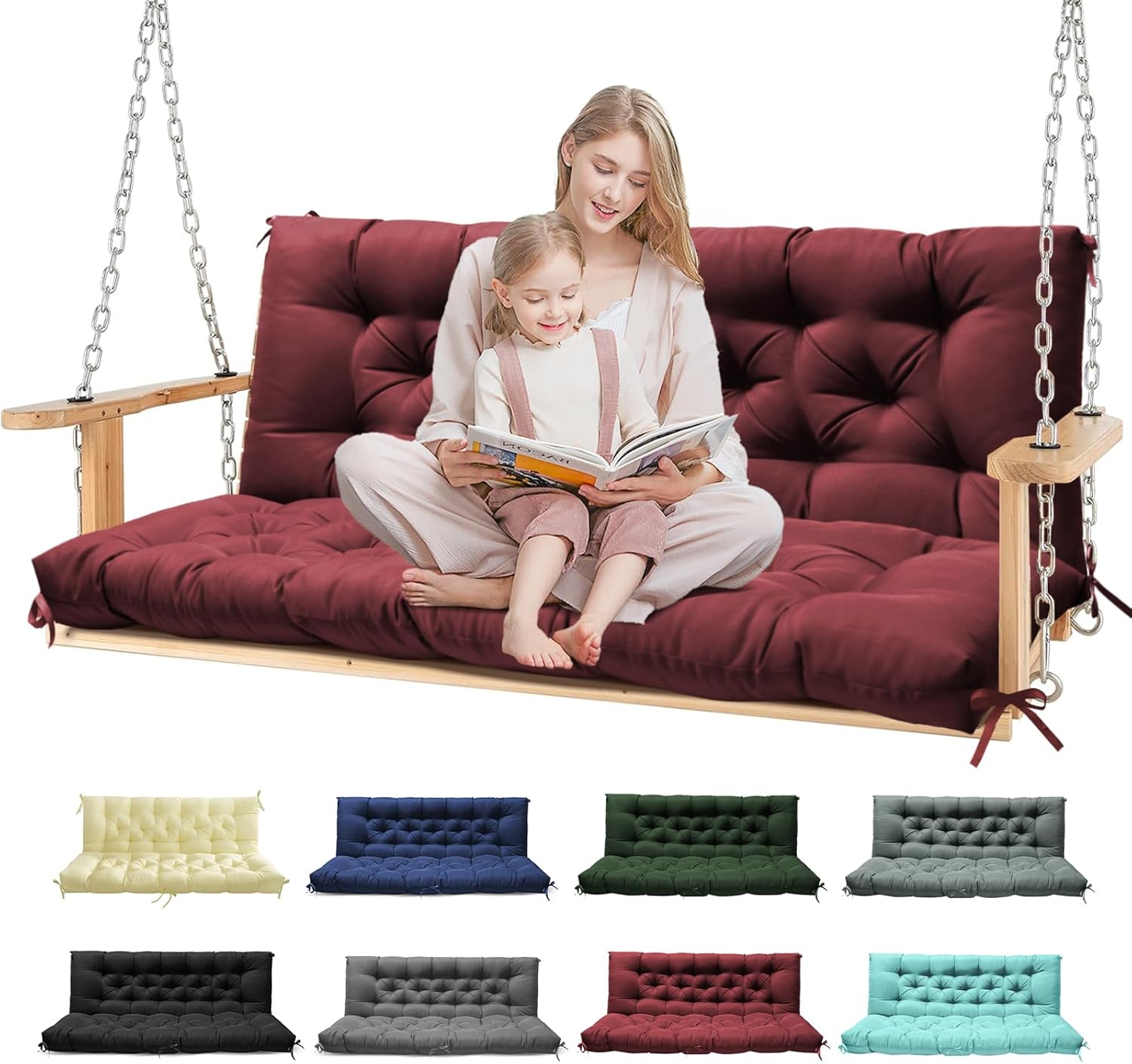 Porch Swing Cushions Waterproof for Outdoor Furniture 60x40 in