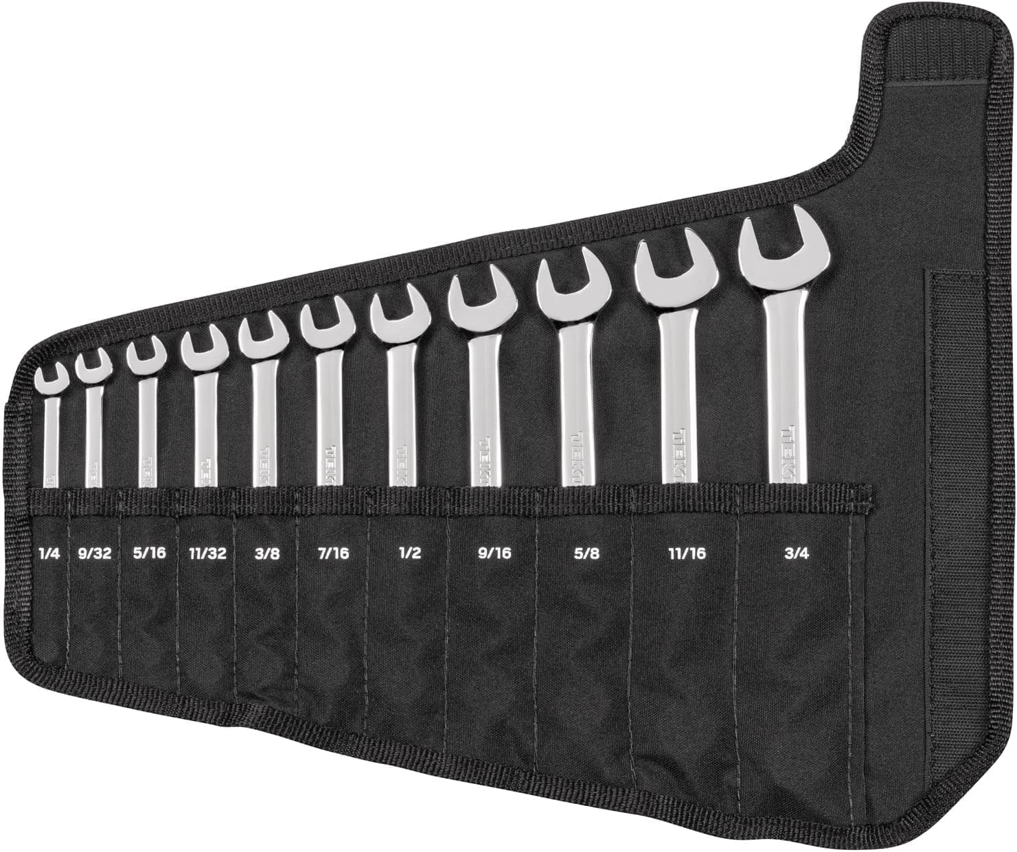 TEKTON Combination Wrench Set with Pouch, 11-Piece for All Needs