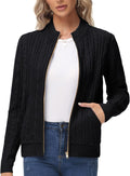 Women's Zip Up Cable Knit Sweater Cardigan - Hip Length Warm Layer