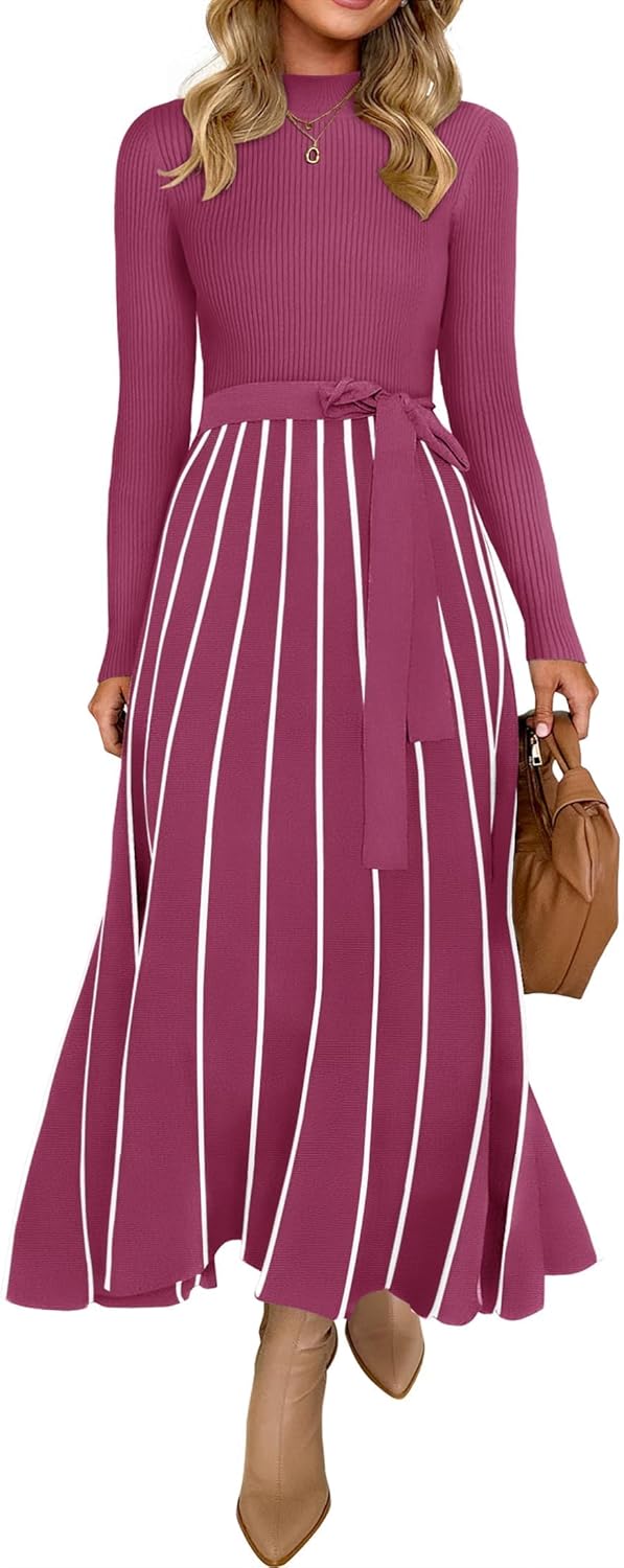 ZESICA Womens Turtleneck Long Sleeve Sweater Dress for Fall