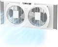 Comfort Zone 9 Twin Window Fan - Reversible Airflow, Dual Speeds