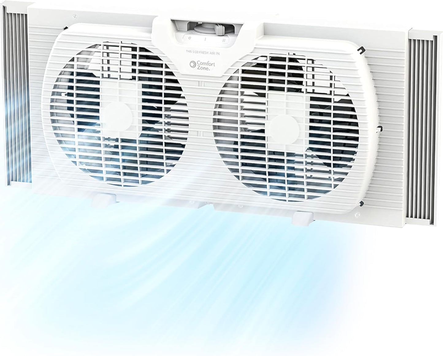 Comfort Zone 9 Twin Window Fan - Reversible Airflow, Dual Speeds
