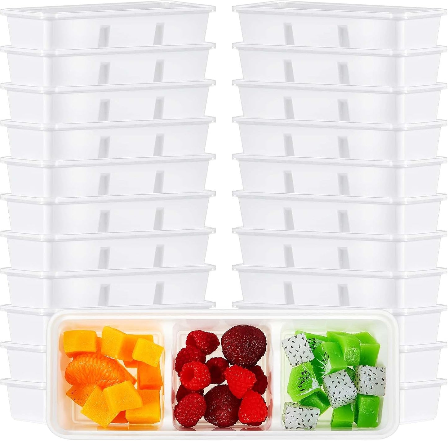 Hushee 100 Pack 17 oz Meal Prep Containers with 3 Compartments