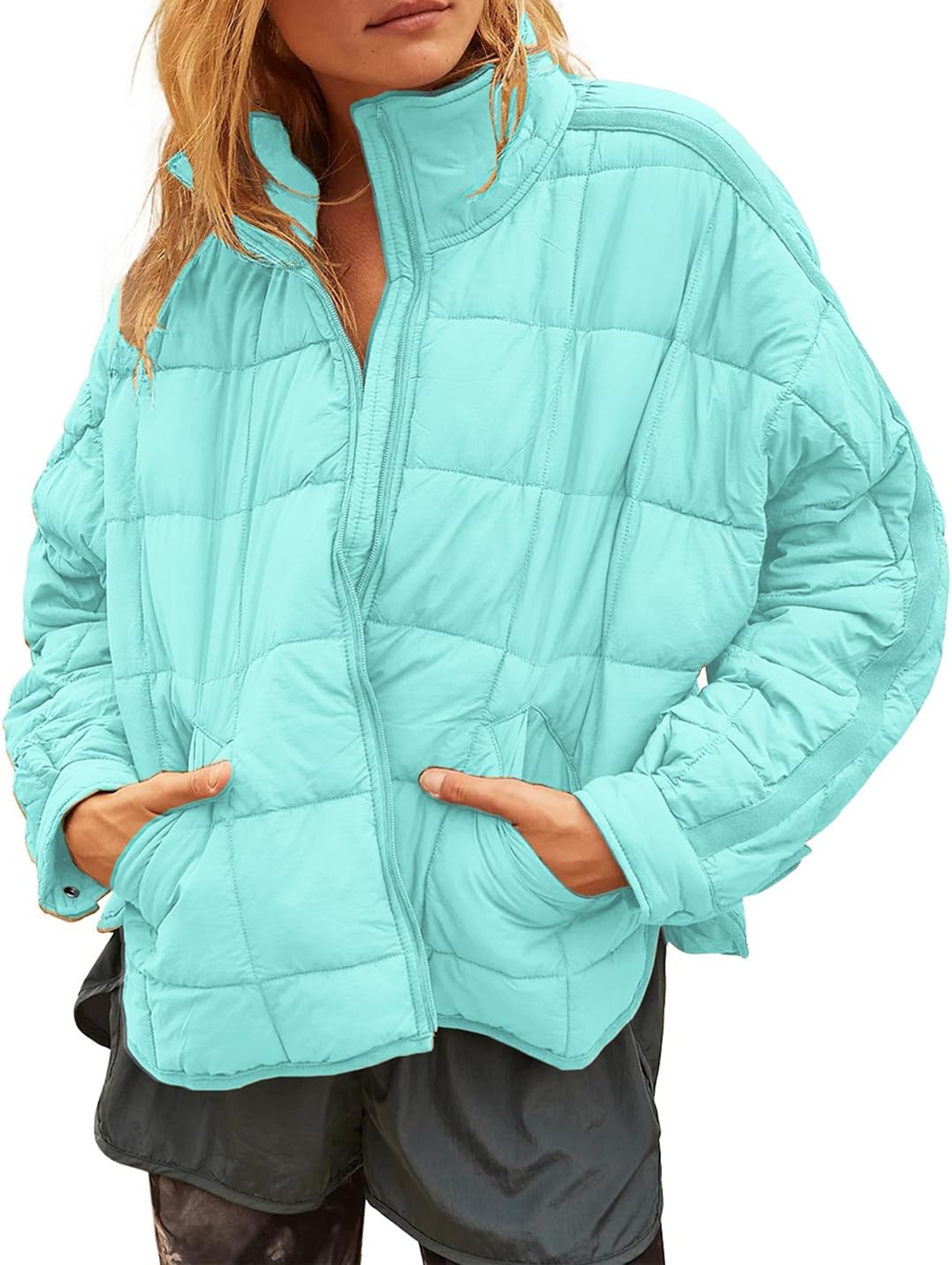 Gacaky Women's Baggy Lightweight Zip Puffer Jacket for Winter