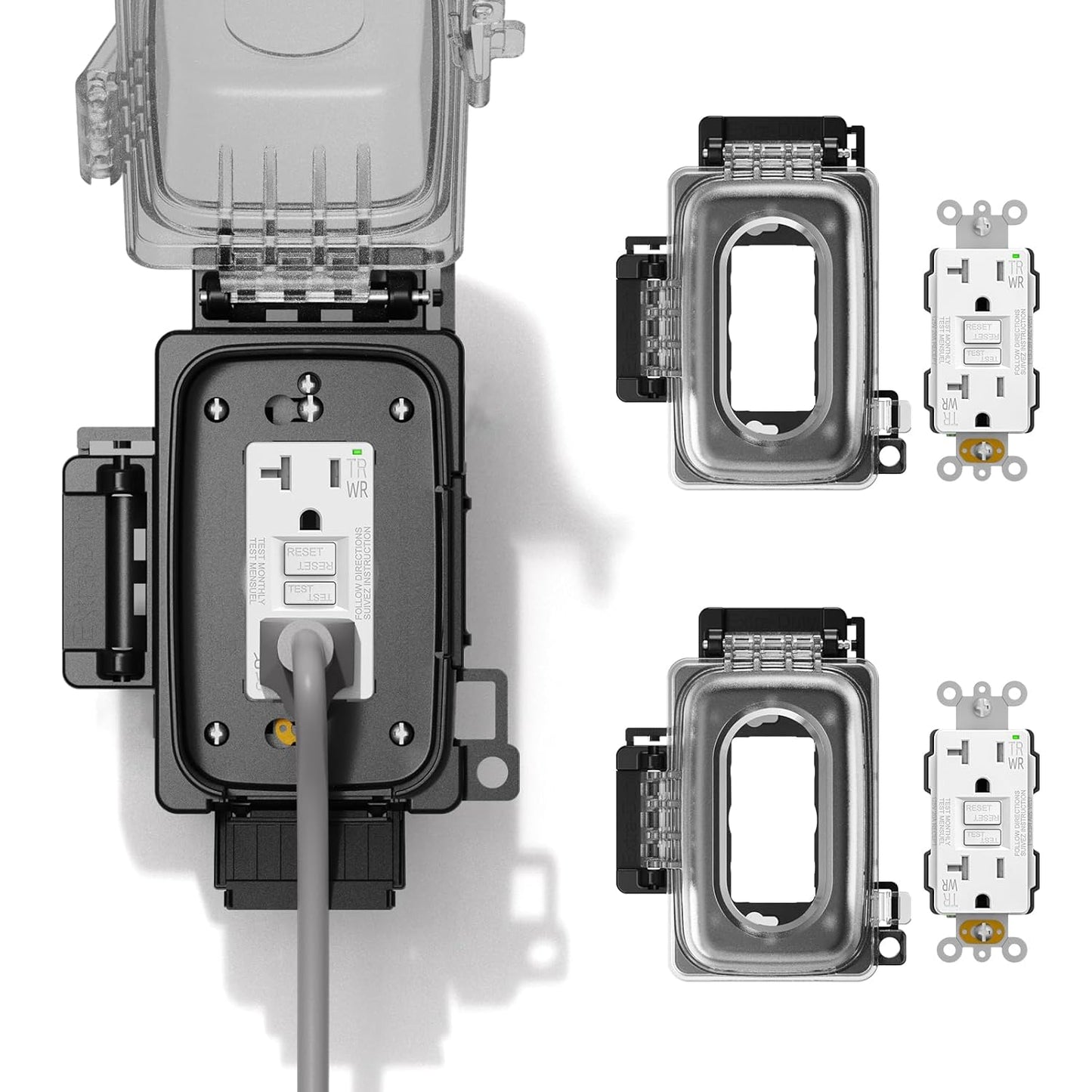 ELEGRP Outdoor GFCI Outlet with Weatherproof In-Use Cover