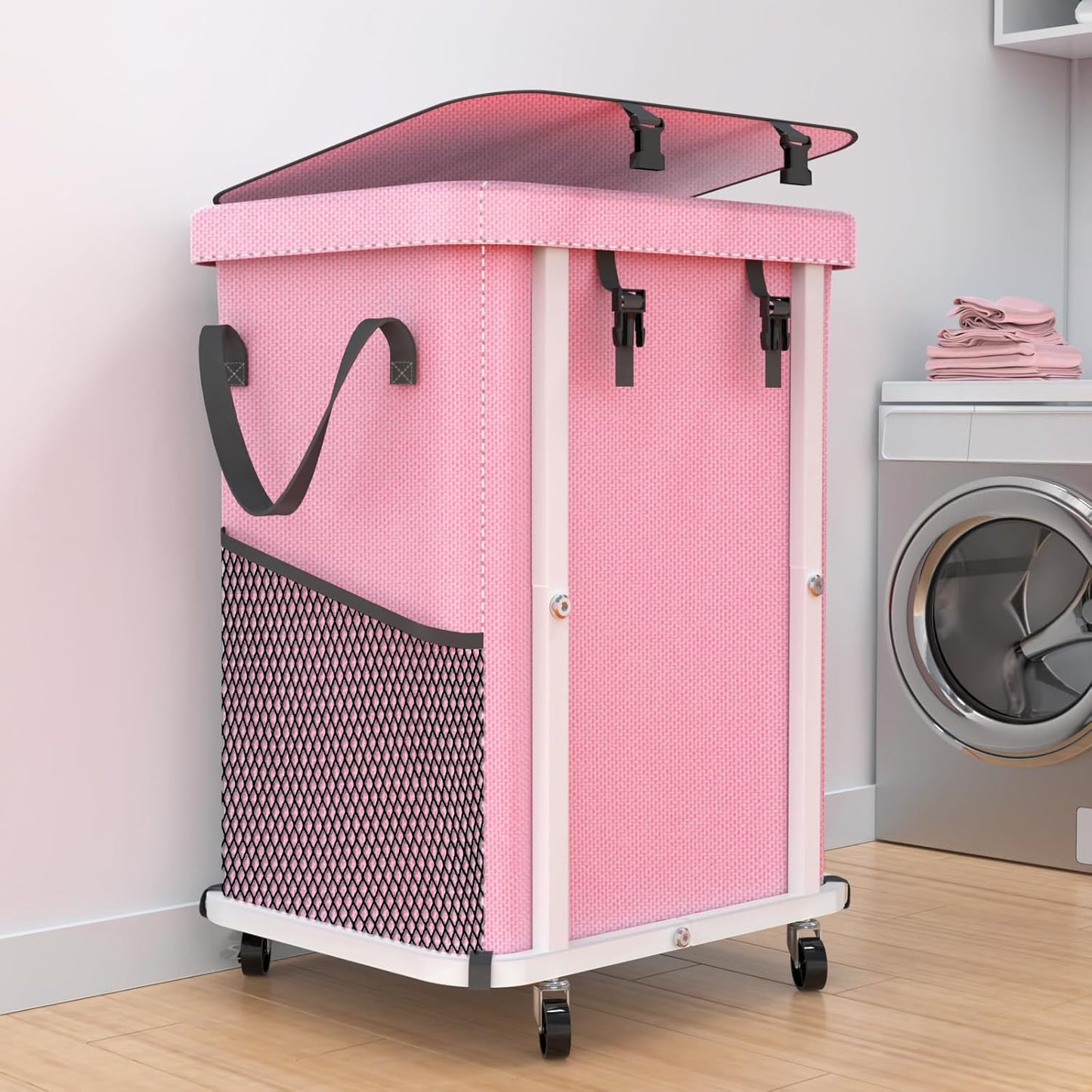 40 Gal Rolling Laundry Basket with Wheels for Easy Mobility
