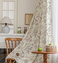 Boho Floral Curtains 84in Light Filtering Panels - Beige Birds