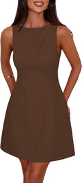 Womens Formal Short Dress Sleeveless Boat Neck A Line - Summer Mini